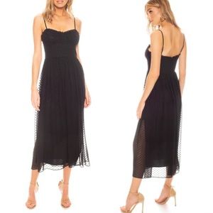 NWT Katie May Daisy Polka Dot Midi Dress Black XS